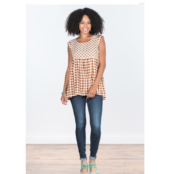 MATILDA JANE Feeling Collegiate Polka Dot and Checkered Babydoll Blouse.M NWT - Picture 2 of 13